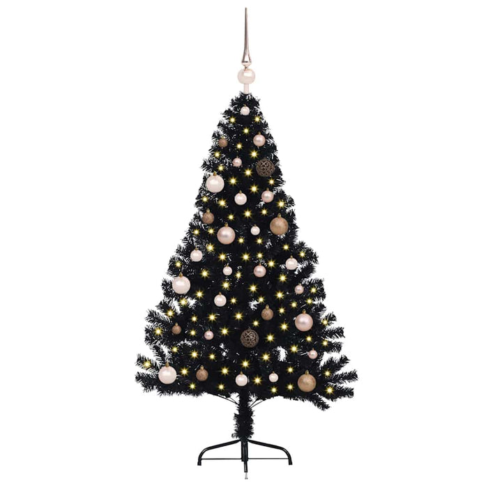 Albero di Natale artificiale con luci integrate Nero 150 cm PVC 3397126