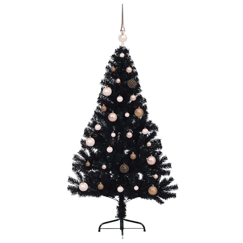 Albero di Natale artificiale con luci integrate Nero 150 cm PVC 3397126