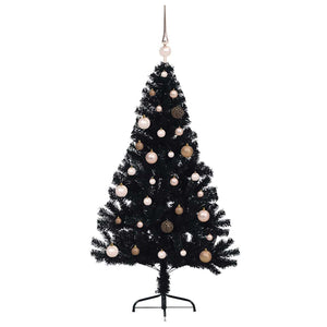 Albero di Natale artificiale con luci integrate Nero 150 cm PVC 3397126