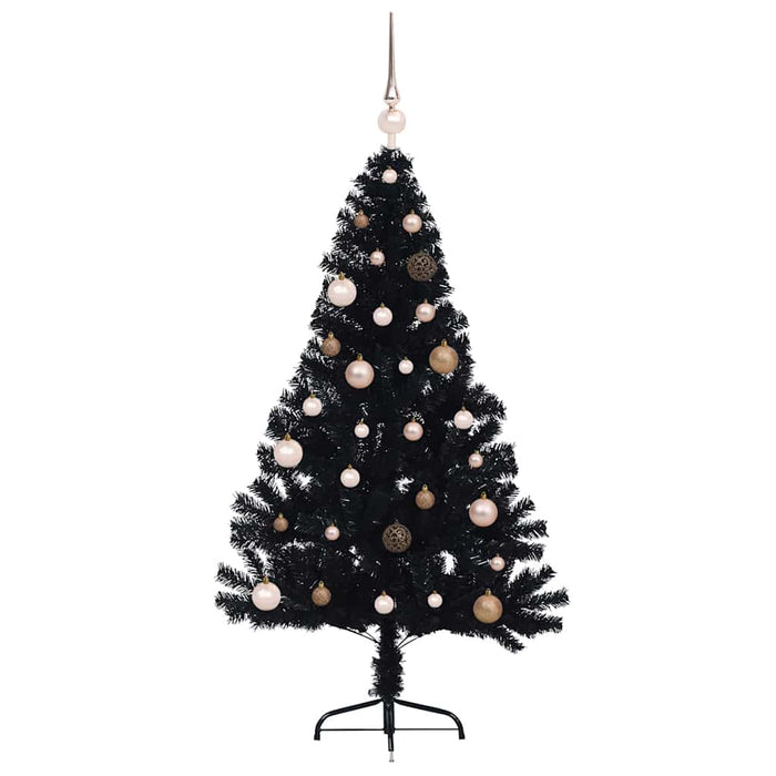 Albero di Natale artificiale con luci integrate Nero 150 cm PVC 3397126