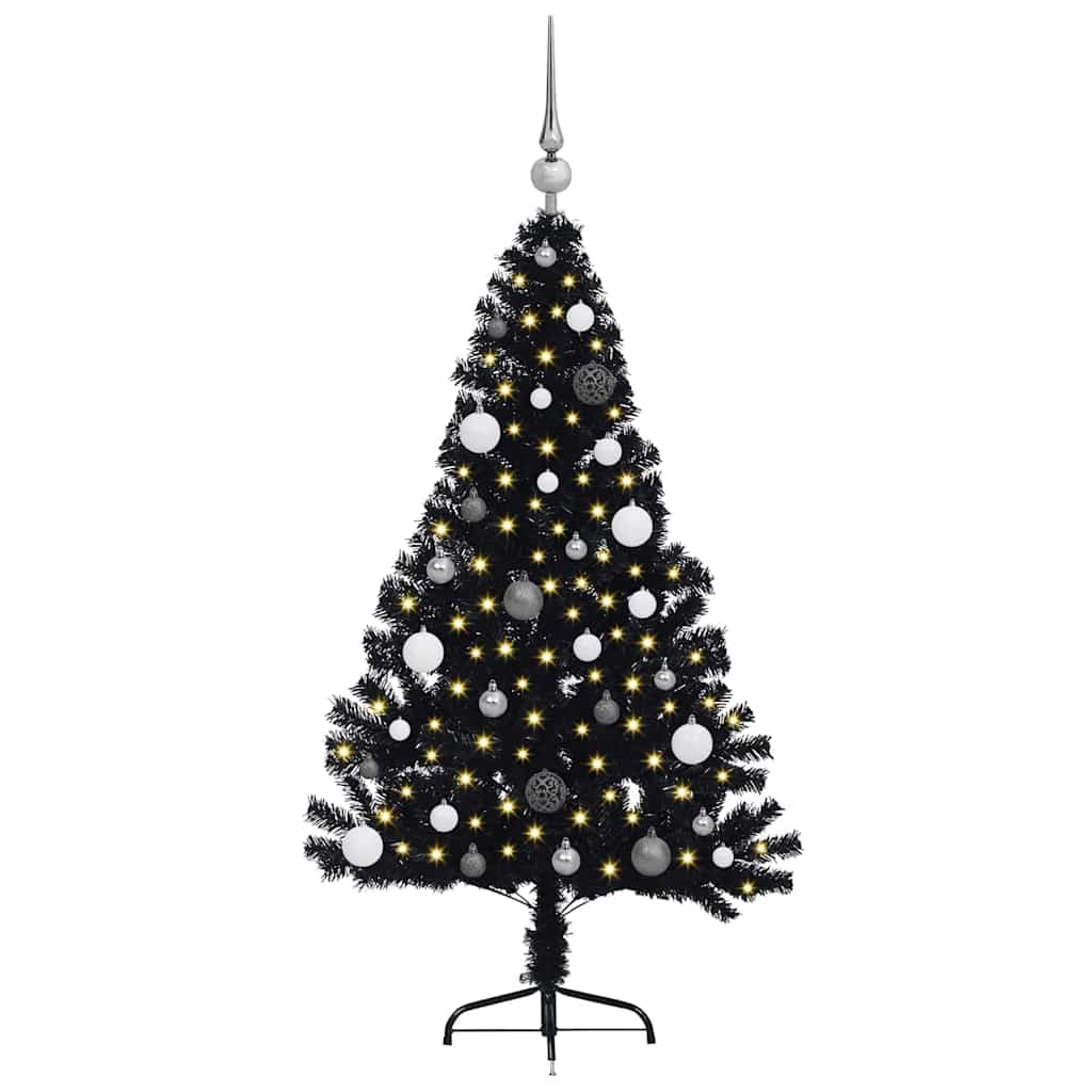 Albero di Natale artificiale con luci integrate Nero 150 cm PVC 3397127