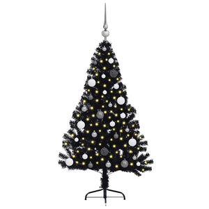 Albero di Natale artificiale con luci integrate Nero 150 cm PVC 3397127