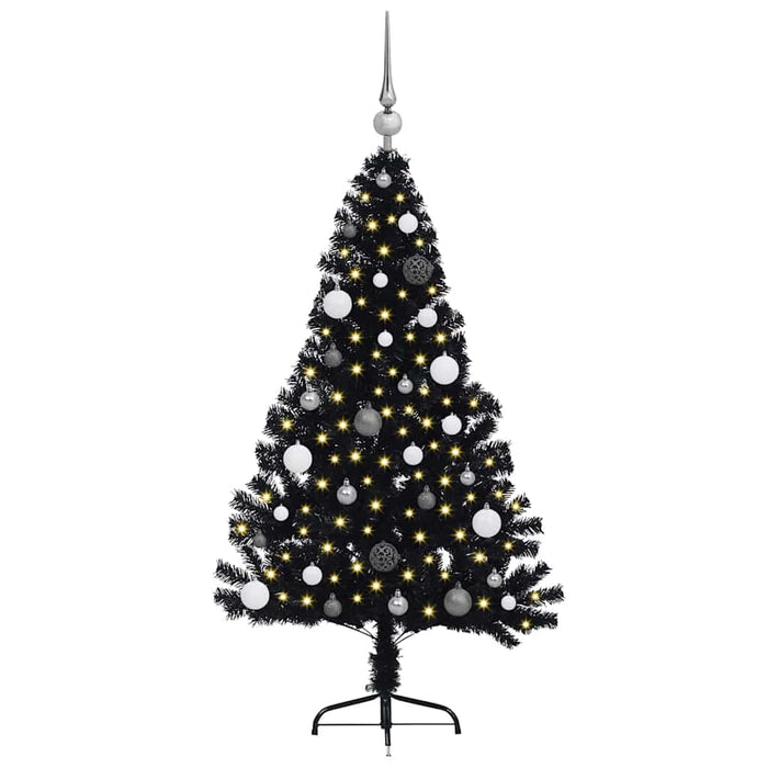 Albero di Natale artificiale con luci integrate Nero 150 cm PVC 3397127