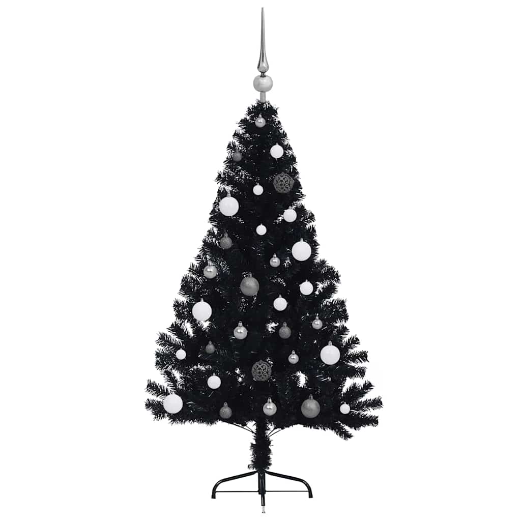 Albero di Natale artificiale con luci integrate Nero 150 cm PVC 3397127