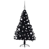 Albero di Natale artificiale con luci integrate Nero 150 cm PVC 3397127