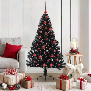 Albero di Natale artificiale con luci integrate Nero 150 cm PVC 3397128