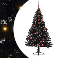 Albero di Natale artificiale con luci integrate Nero 150 cm PVC 3397128