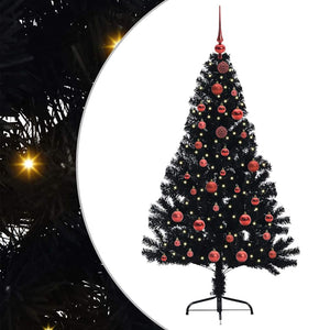 Albero di Natale artificiale con luci integrate Nero 150 cm PVC 3397128