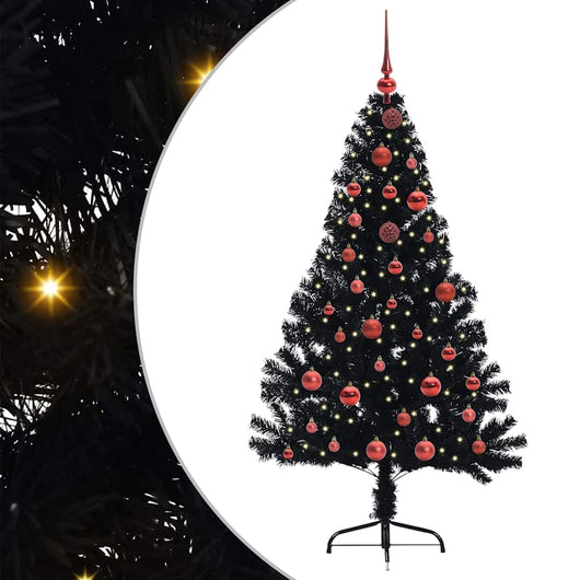 Albero di Natale artificiale con luci integrate Nero 150 cm PVC 3397128