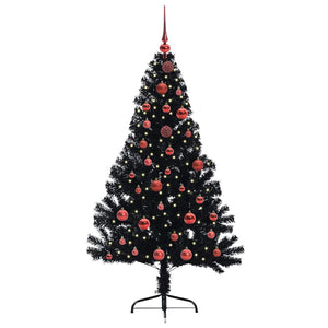Albero di Natale artificiale con luci integrate Nero 150 cm PVC 3397128
