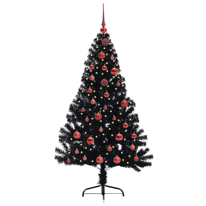 Albero di Natale artificiale con luci integrate Nero 150 cm PVC 3397128