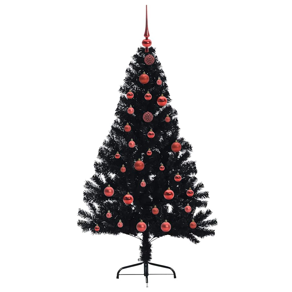 Albero di Natale artificiale con luci integrate Nero 150 cm PVC 3397128