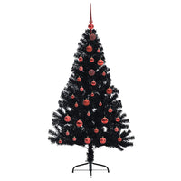 Albero di Natale artificiale con luci integrate Nero 150 cm PVC 3397128