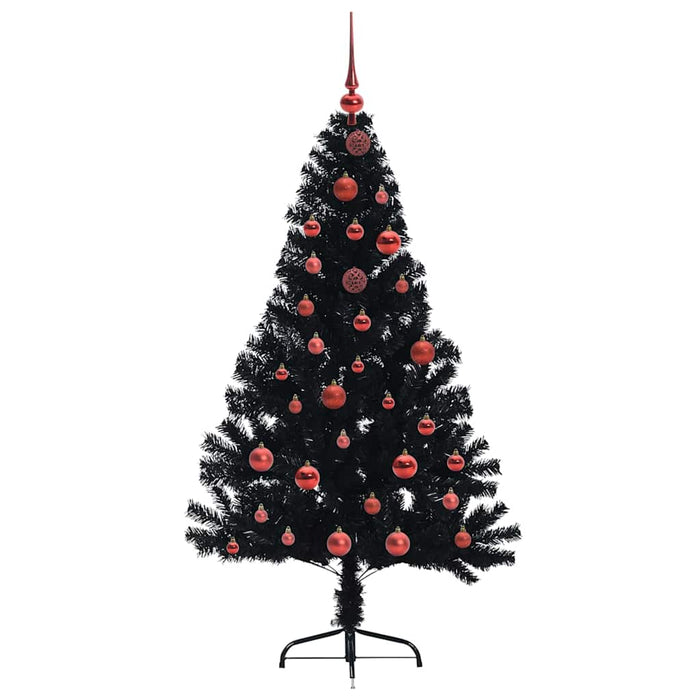 Albero di Natale artificiale con luci integrate Nero 150 cm PVC 3397128