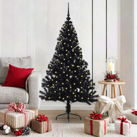 Albero di Natale artificiale con luci integrate Nero 150 cm PVC 3397129