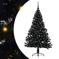 Albero di Natale artificiale con luci integrate Nero 150 cm PVC 3397129