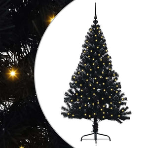 Albero di Natale artificiale con luci integrate Nero 150 cm PVC 3397129