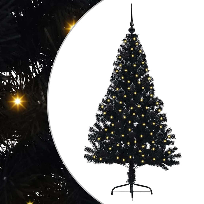 Albero di Natale artificiale con luci integrate Nero 150 cm PVC 3397129