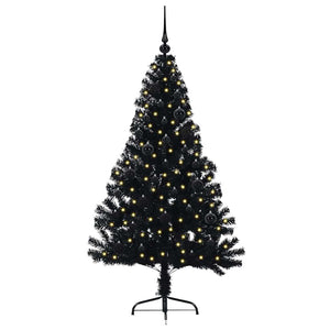 Albero di Natale artificiale con luci integrate Nero 150 cm PVC 3397129