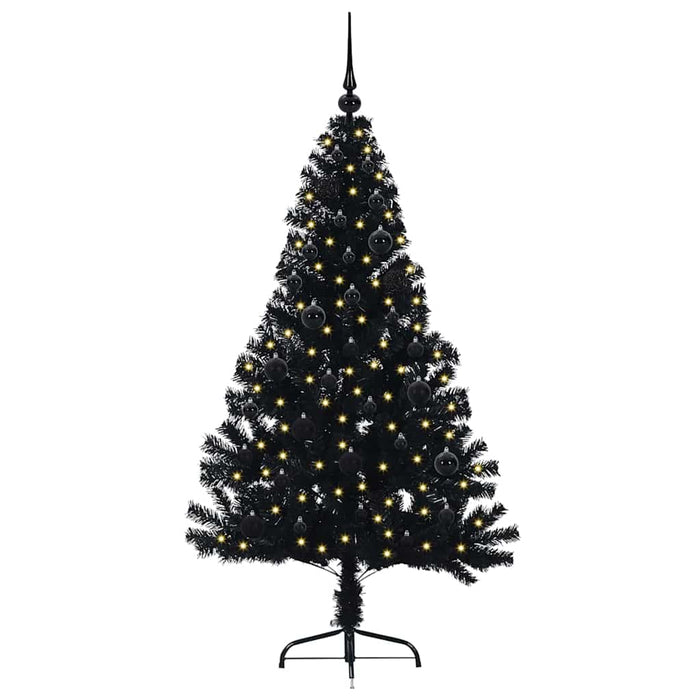 Albero di Natale artificiale con luci integrate Nero 150 cm PVC 3397129