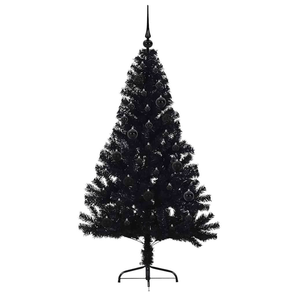 Albero di Natale artificiale con luci integrate Nero 150 cm PVC 3397129