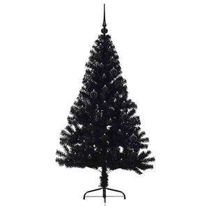 Albero di Natale artificiale con luci integrate Nero 150 cm PVC 3397129