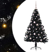 Albero di Natale artificiale con luci integrate Nero 150 cm PVC 3397130