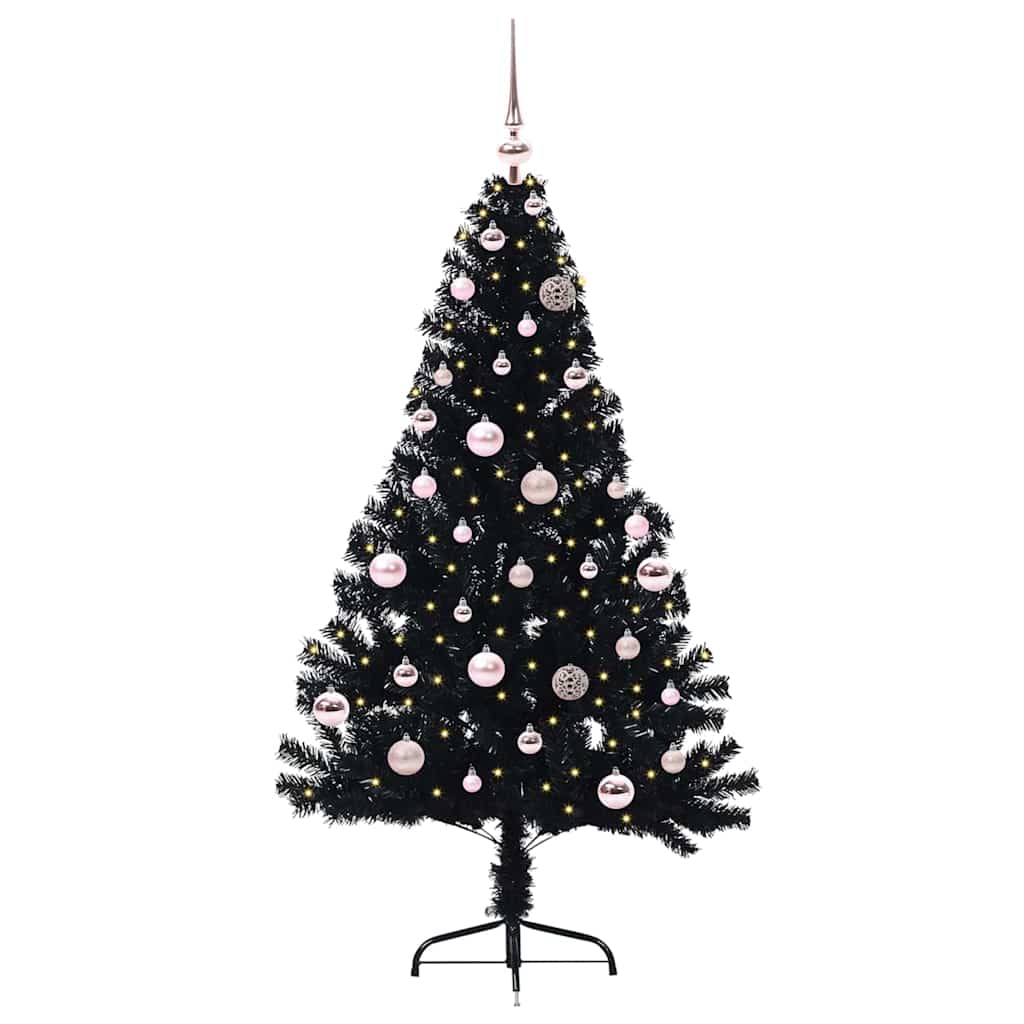 Albero di Natale artificiale con luci integrate Nero 150 cm PVC 3397130