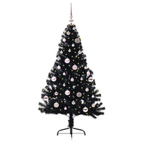 Albero di Natale artificiale con luci integrate Nero 150 cm PVC 3397130
