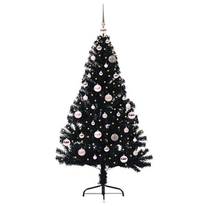 Albero di Natale artificiale con luci integrate Nero 150 cm PVC 3397130