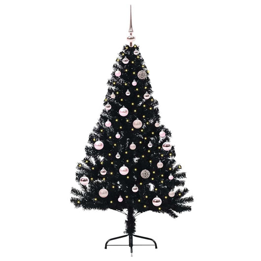 Albero di Natale artificiale con luci integrate Nero 150 cm PVC 3397130