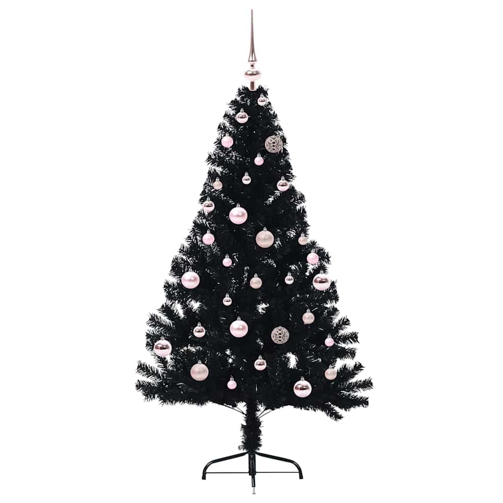 Albero di Natale artificiale con luci integrate Nero 150 cm PVC 3397130