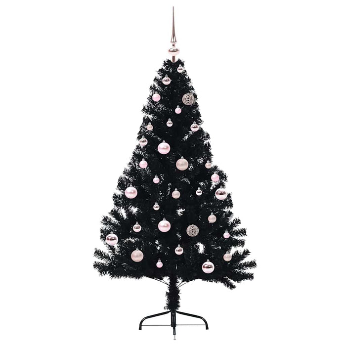 Albero di Natale artificiale con luci integrate Nero 150 cm PVC 3397130