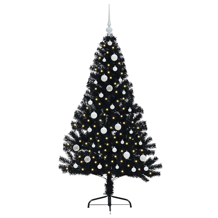 Albero di Natale artificiale con luci integrate Nero 150 cm PVC 3397131