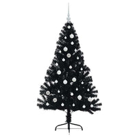 Albero di Natale artificiale con luci integrate Nero 150 cm PVC 3397131