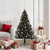 Albero di Natale artificiale con luci integrate Nero 150 cm PVC 3397132