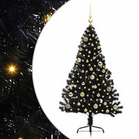 Albero di Natale artificiale con luci integrate Nero 150 cm PVC 3397132
