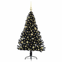 Albero di Natale artificiale con luci integrate Nero 150 cm PVC 3397132