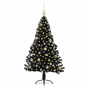 Albero di Natale artificiale con luci integrate Nero 150 cm PVC 3397132