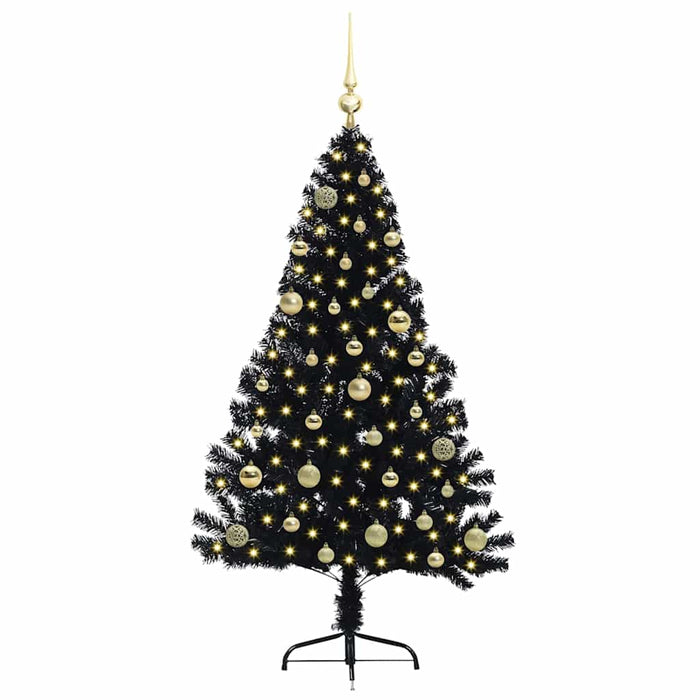 Albero di Natale artificiale con luci integrate Nero 150 cm PVC 3397132
