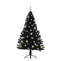 Albero di Natale artificiale con luci integrate Nero 150 cm PVC 3397132