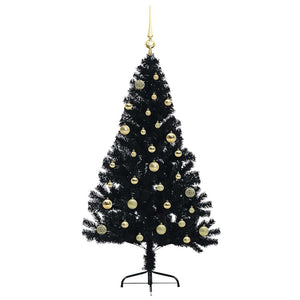 Albero di Natale artificiale con luci integrate Nero 150 cm PVC 3397132