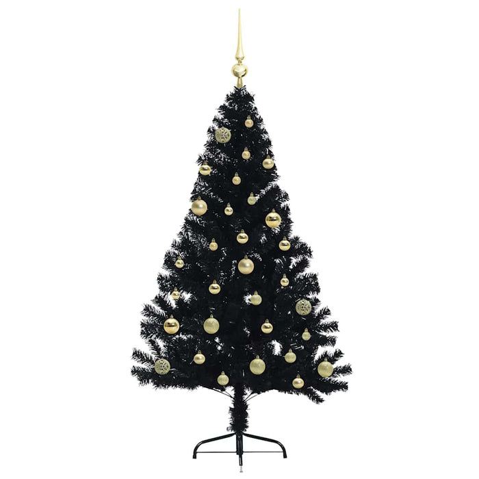 Albero di Natale artificiale con luci integrate Nero 150 cm PVC 3397132