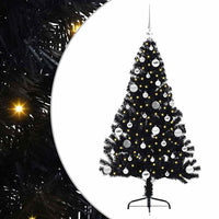 Albero di Natale artificiale con luci integrate Nero 150 cm PVC 3397133