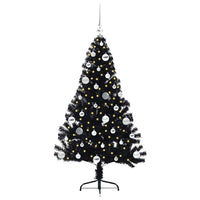 Albero di Natale artificiale con luci integrate Nero 150 cm PVC 3397133