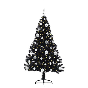 Albero di Natale artificiale con luci integrate Nero 150 cm PVC 3397133