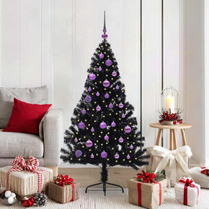 Albero di Natale artificiale con luci integrate Nero 150 cm PVC 3397134