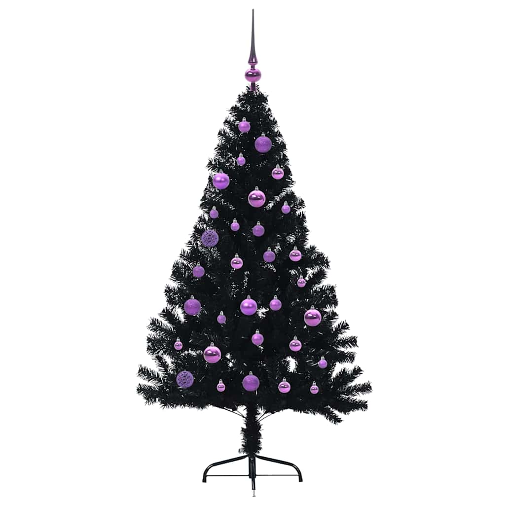 Albero di Natale artificiale con luci integrate Nero 150 cm PVC 3397134