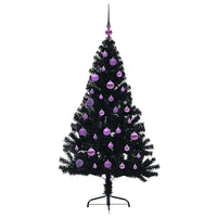 Albero di Natale artificiale con luci integrate Nero 150 cm PVC 3397134