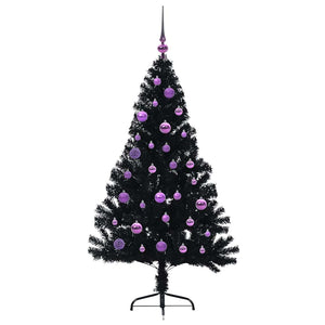 Albero di Natale artificiale con luci integrate Nero 150 cm PVC 3397134
